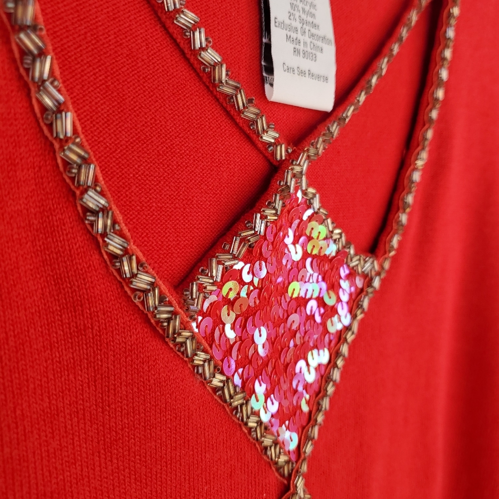 Bob Mackie Vintage Wearable Art Sequined Cut Out Sweater XL - Picture 10 of 15